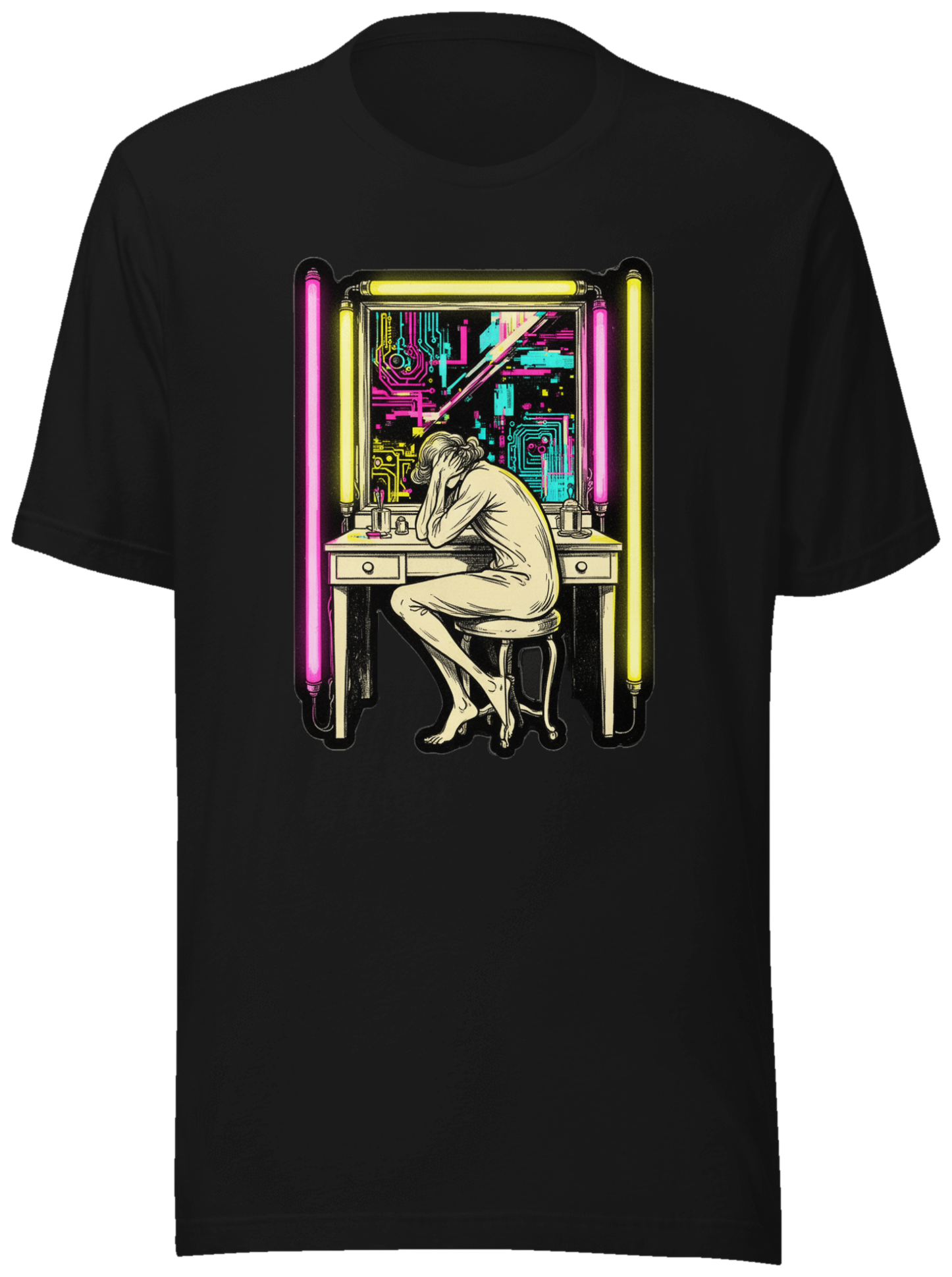 Neon Intimacy — Cyberpunk × La Toilette (Toulouse-Lautrec) on a tee